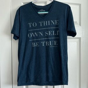 Men’s v neck t-shirt, navy blue shirt, size large